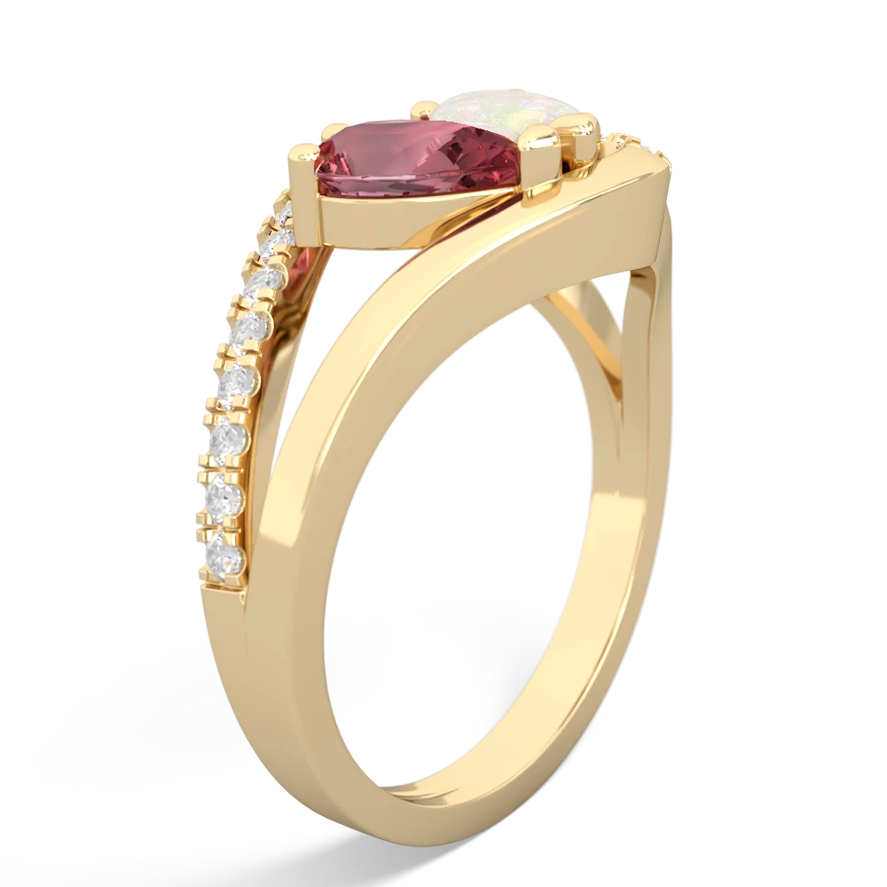 Pink Tourmaline Nestled Heart Keepsake 14K Yellow Gold ring R5650