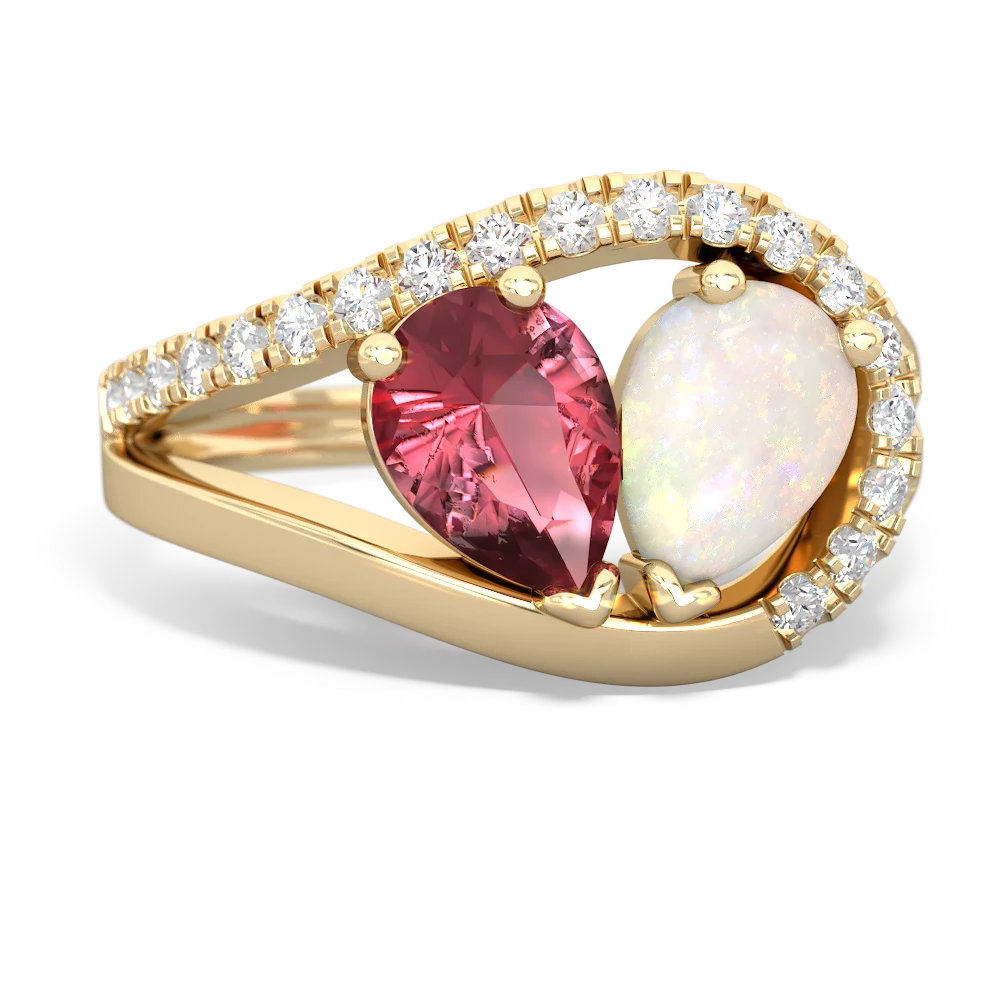 Pink Tourmaline Nestled Heart Keepsake 14K Yellow Gold ring R5650