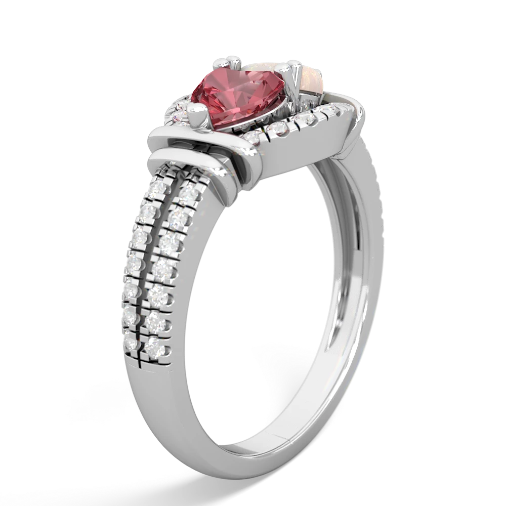 Pink Tourmaline Art-Deco Keepsake 14K White Gold ring R5630