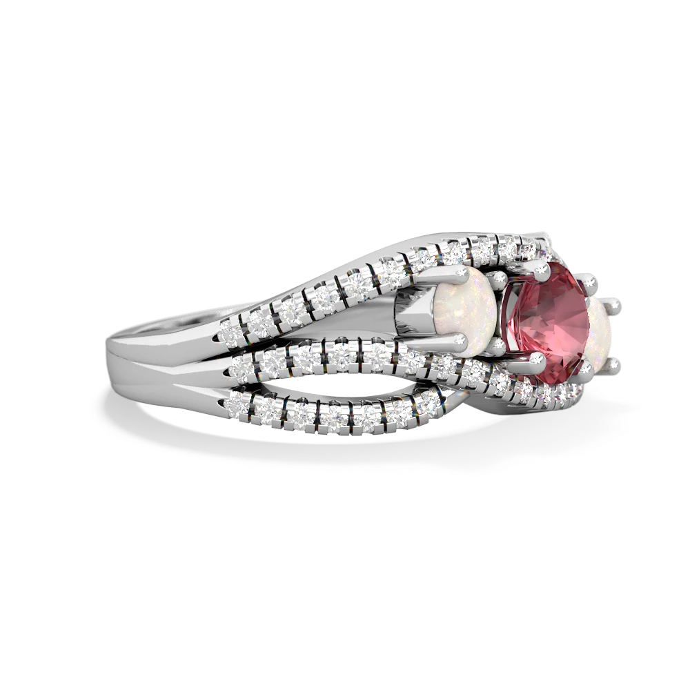 Pink Tourmaline Three Stone Aurora 14K White Gold ring R3080