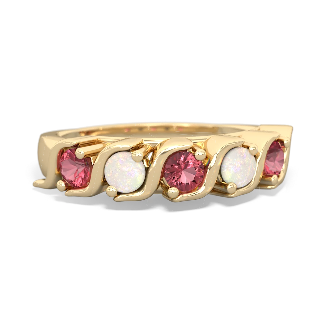 Pink Tourmaline Anniversary Band 14K Yellow Gold ring R2089