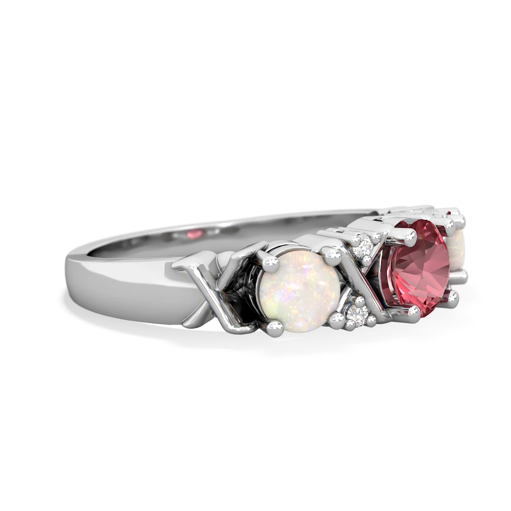 Pink Tourmaline Hugs And Kisses 14K White Gold ring R5016