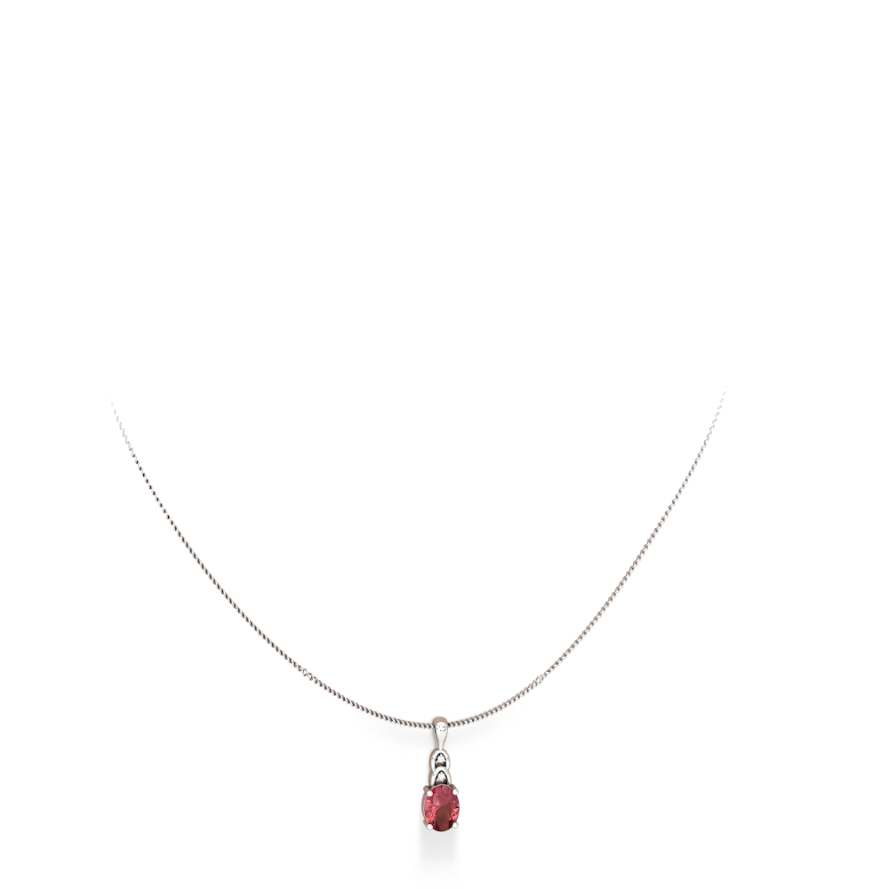 Pink Tourmaline Links 14K White Gold pendant P4032