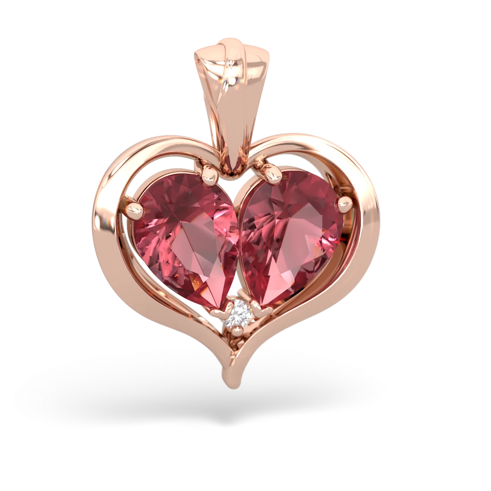 Pink Tourmaline Two Become One 14K Rose Gold pendant P5330