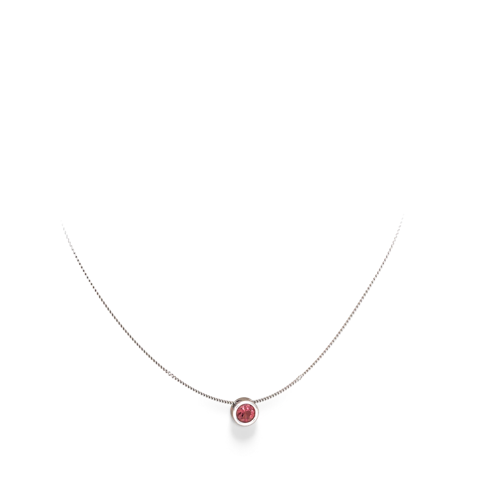 14K White Gold Oval Pink Tourmaline Solitaire Pendant Necklace