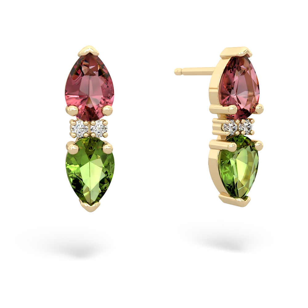 Pink Tourmaline Bowtie Drop 14K Yellow Gold earrings E0865