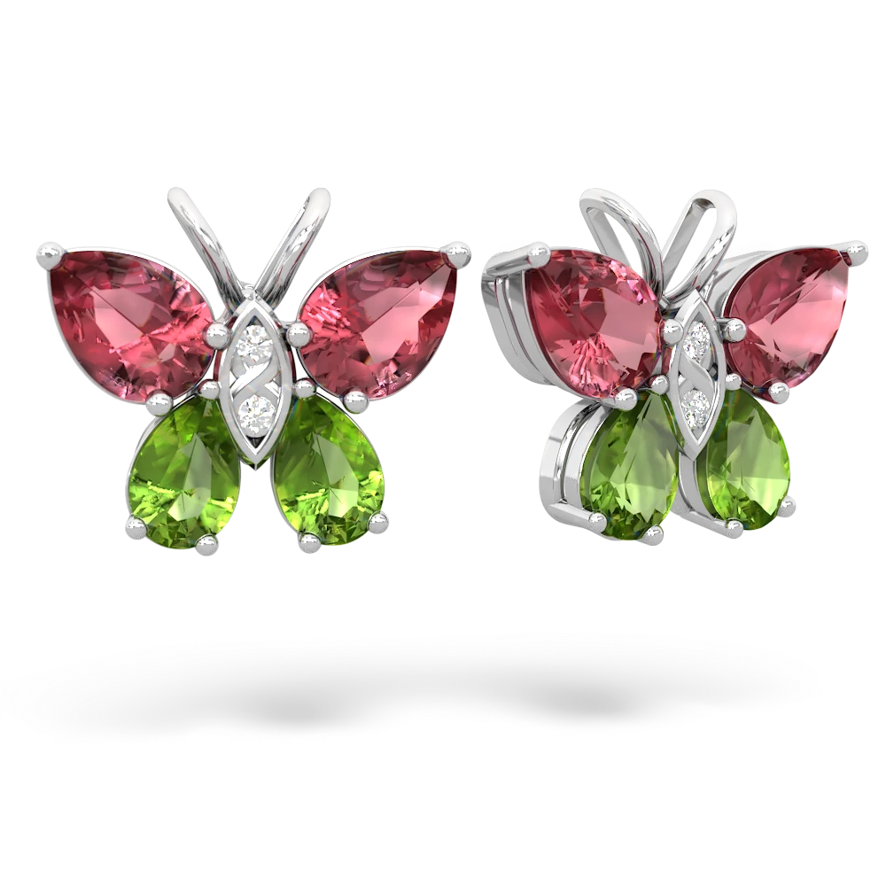 Pink Tourmaline Butterfly 14K White Gold earrings E2215