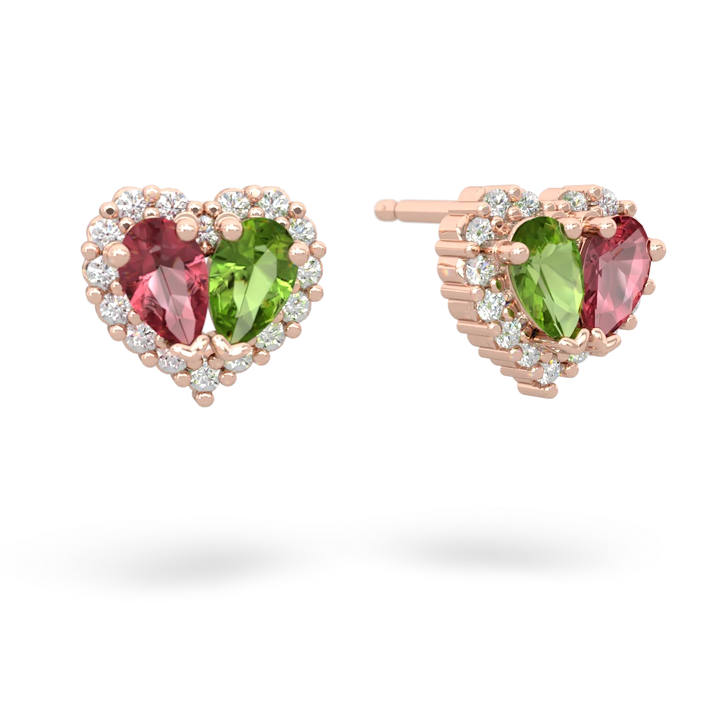 Pink Tourmaline Halo 14K Rose Gold earrings E7008