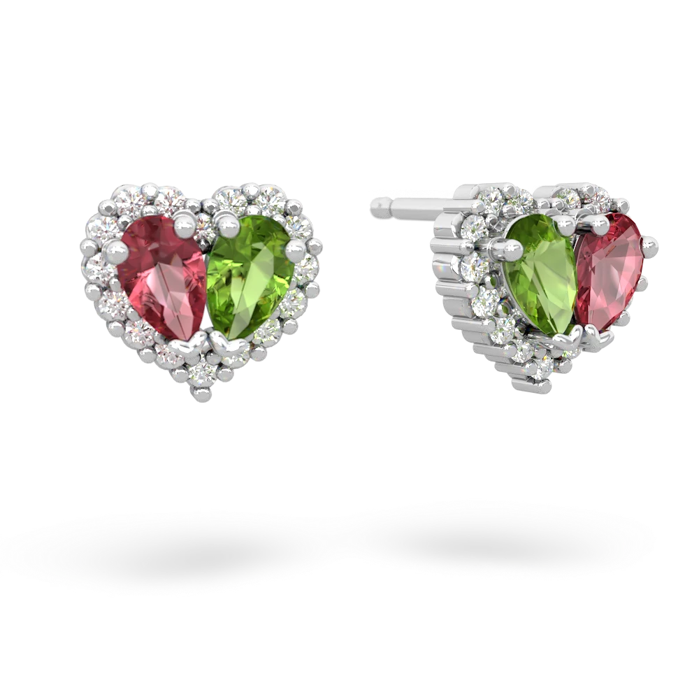 Pink Tourmaline Halo 14K White Gold earrings E7008