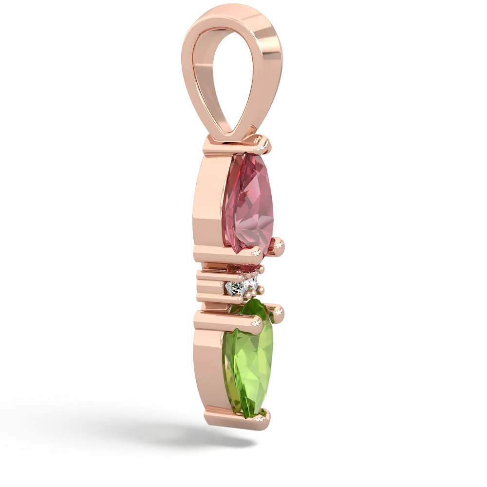 Pink Tourmaline Bowtie Drop 14K Rose Gold pendant P0865