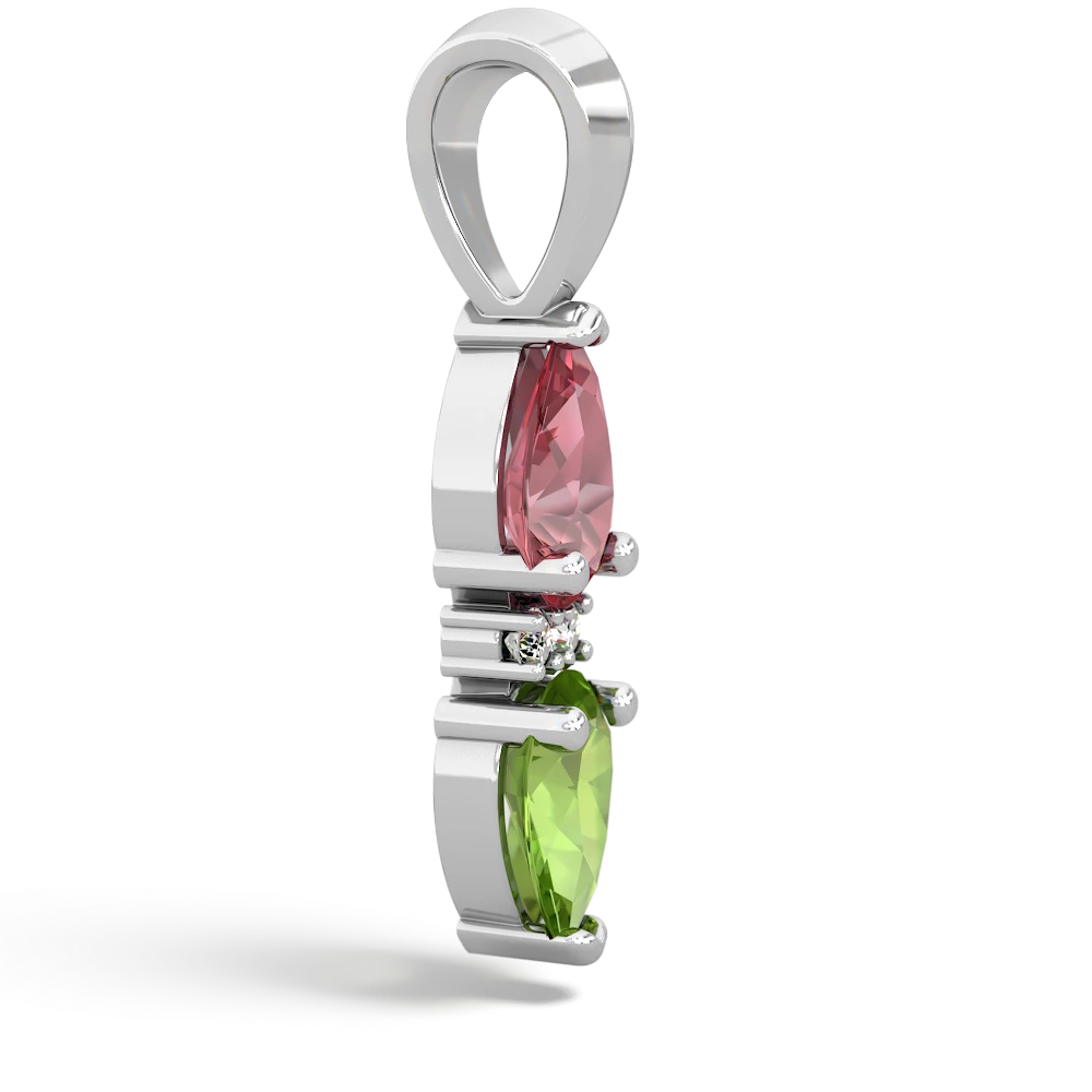 Pink Tourmaline Bowtie Drop 14K White Gold pendant P0865