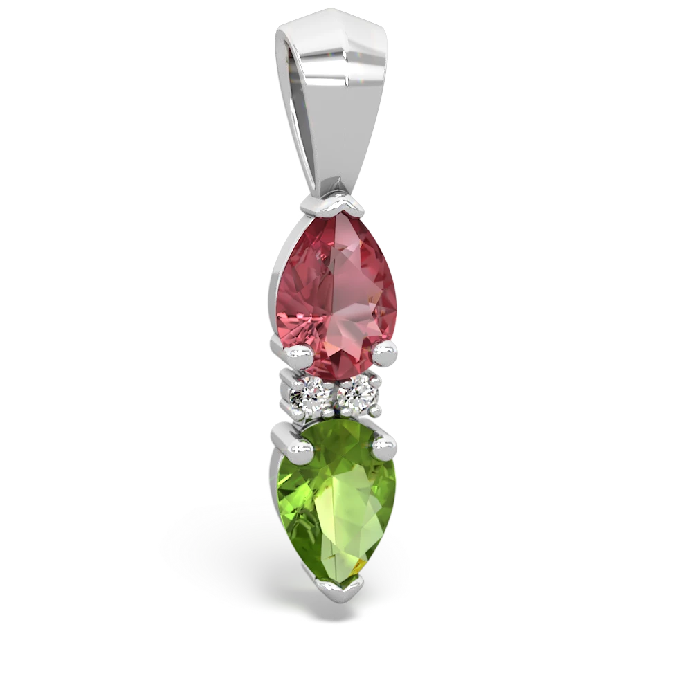 Pink Tourmaline Bowtie Drop 14K White Gold pendant P0865