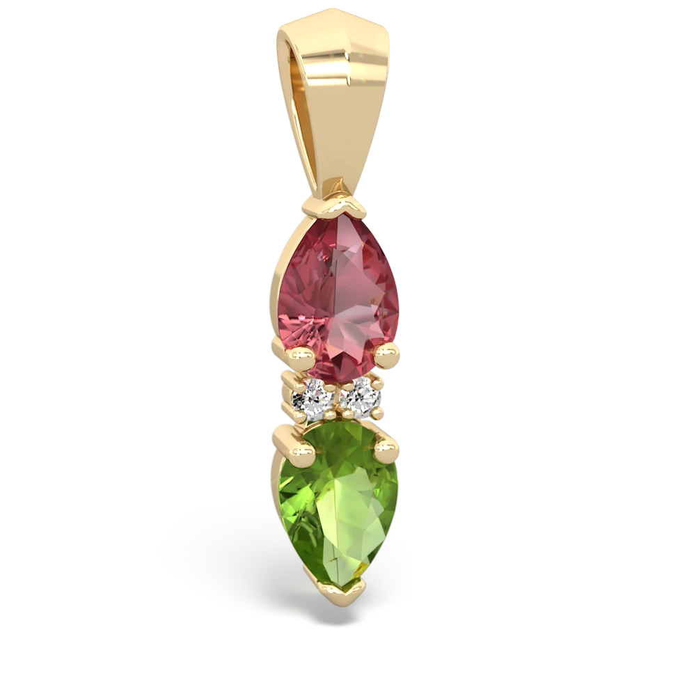 Pink Tourmaline Bowtie Drop 14K Yellow Gold pendant P0865