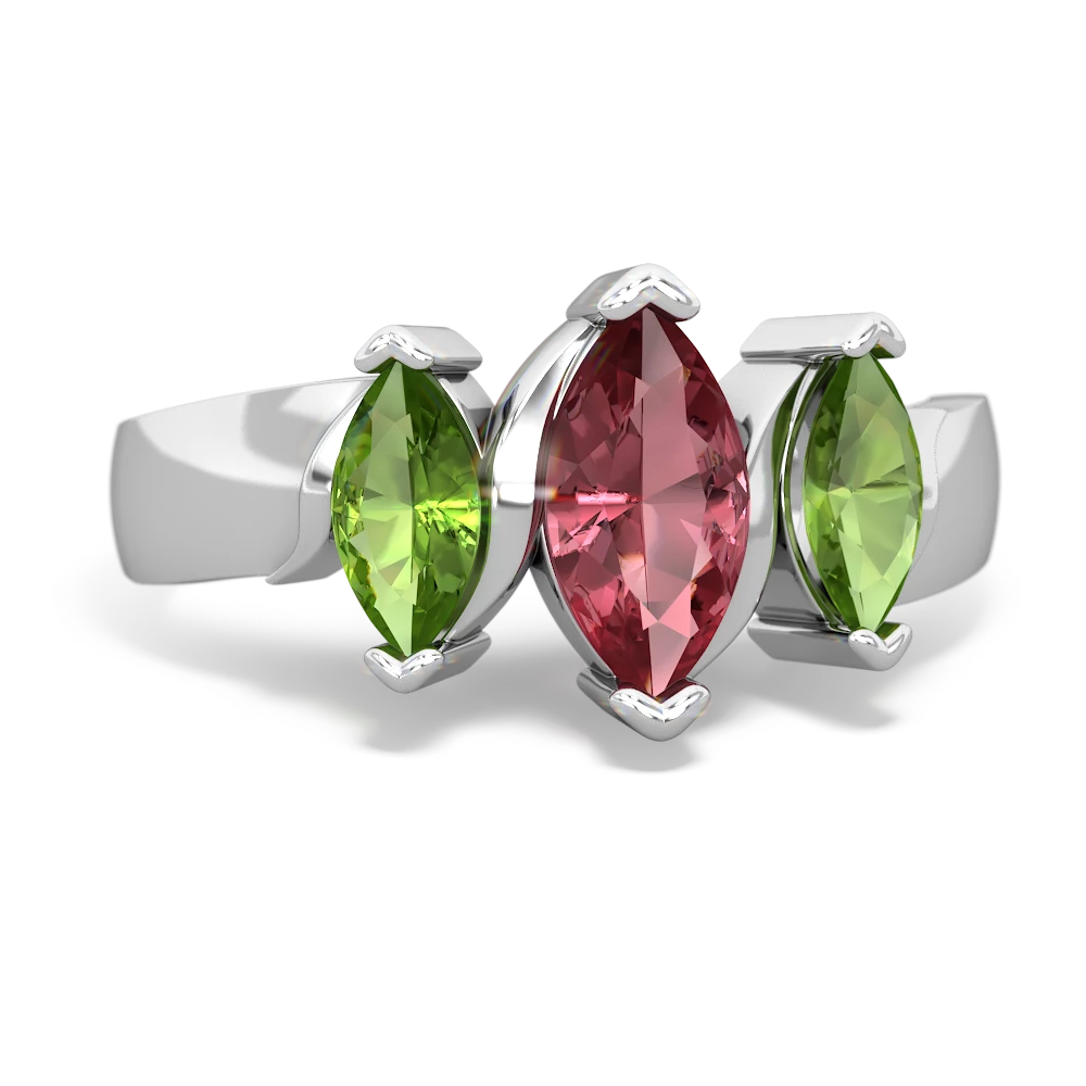 Pink Tourmaline Three Peeks 14K White Gold ring R2433