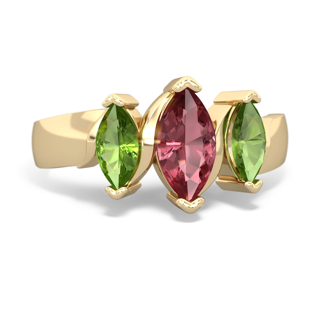 Pink Tourmaline Three Peeks 14K Yellow Gold ring R2433