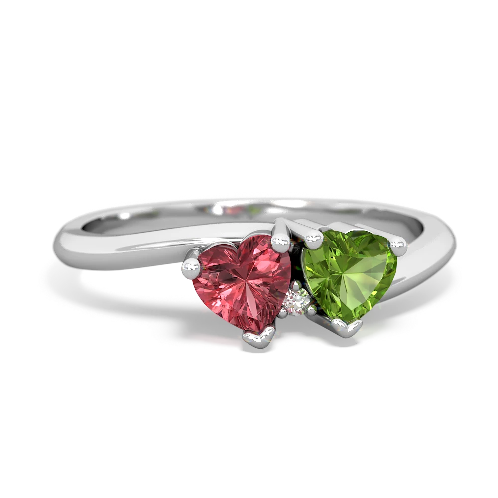 Pink Tourmaline Sweethearts 14K White Gold ring R5260