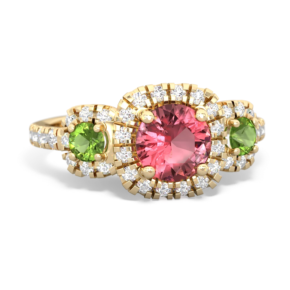 Pink Tourmaline Regal Halo 14K Yellow Gold ring R5350