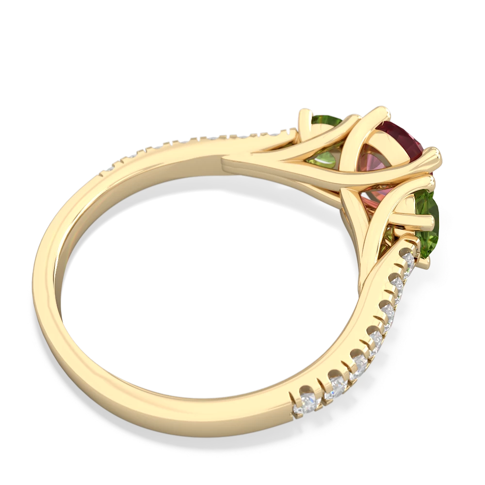 Pink Tourmaline Pave Trellis 14K Yellow Gold ring R5500