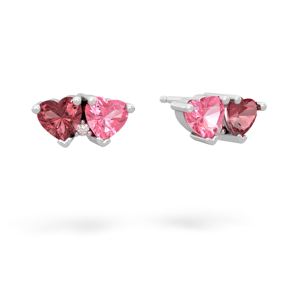 Pink Tourmaline Sweethearts 14K White Gold earrings E5260