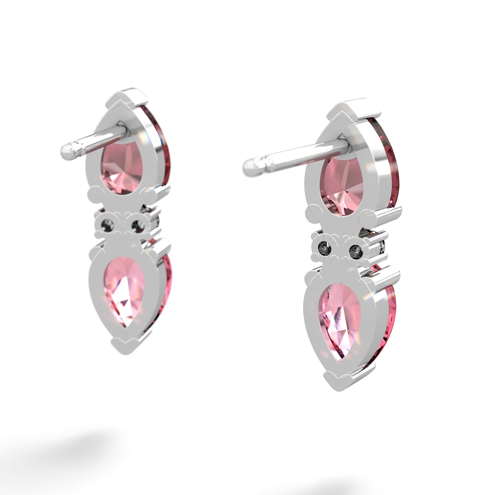 Pink Tourmaline Bowtie Drop 14K White Gold earrings E0865