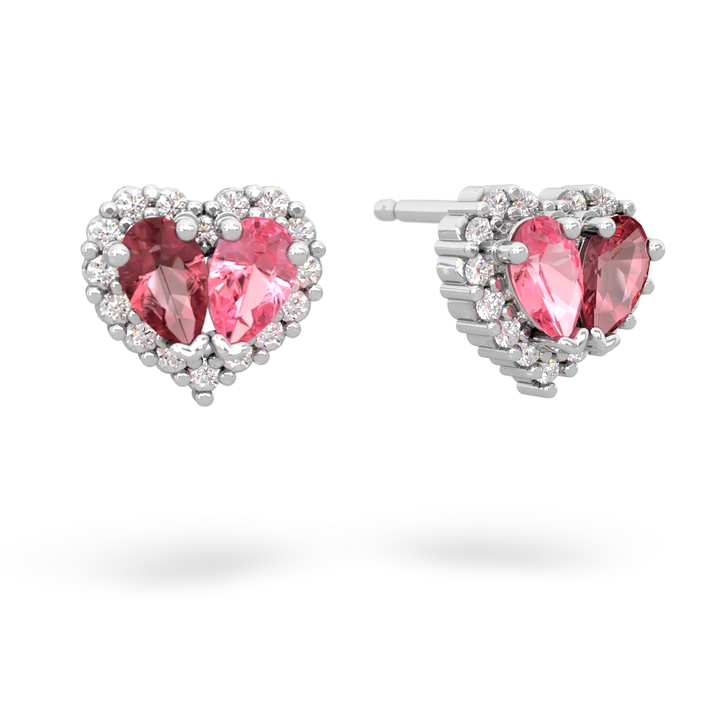 Pink Tourmaline Halo 14K White Gold earrings E7008