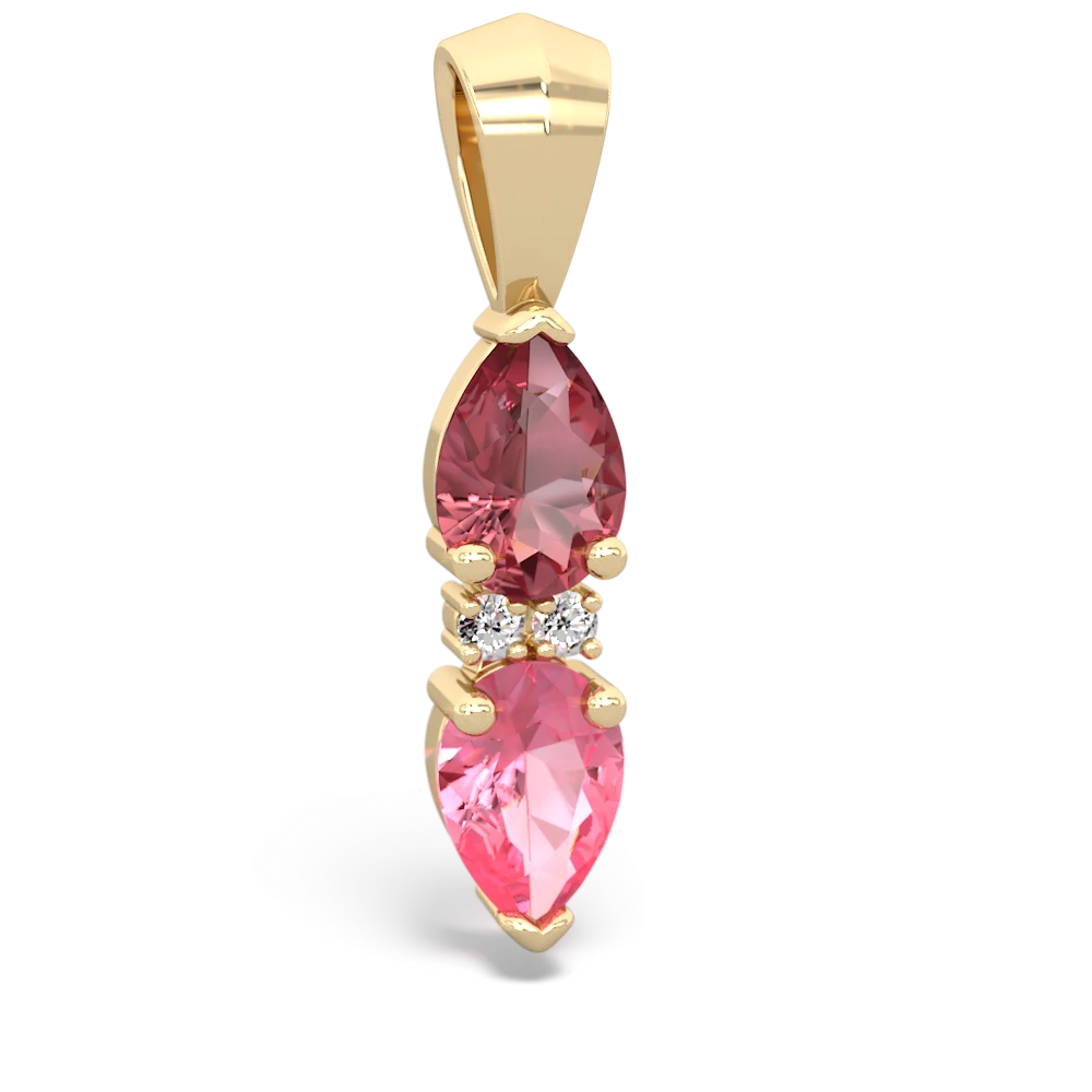 Pink Tourmaline Bowtie Drop 14K Yellow Gold pendant P0865