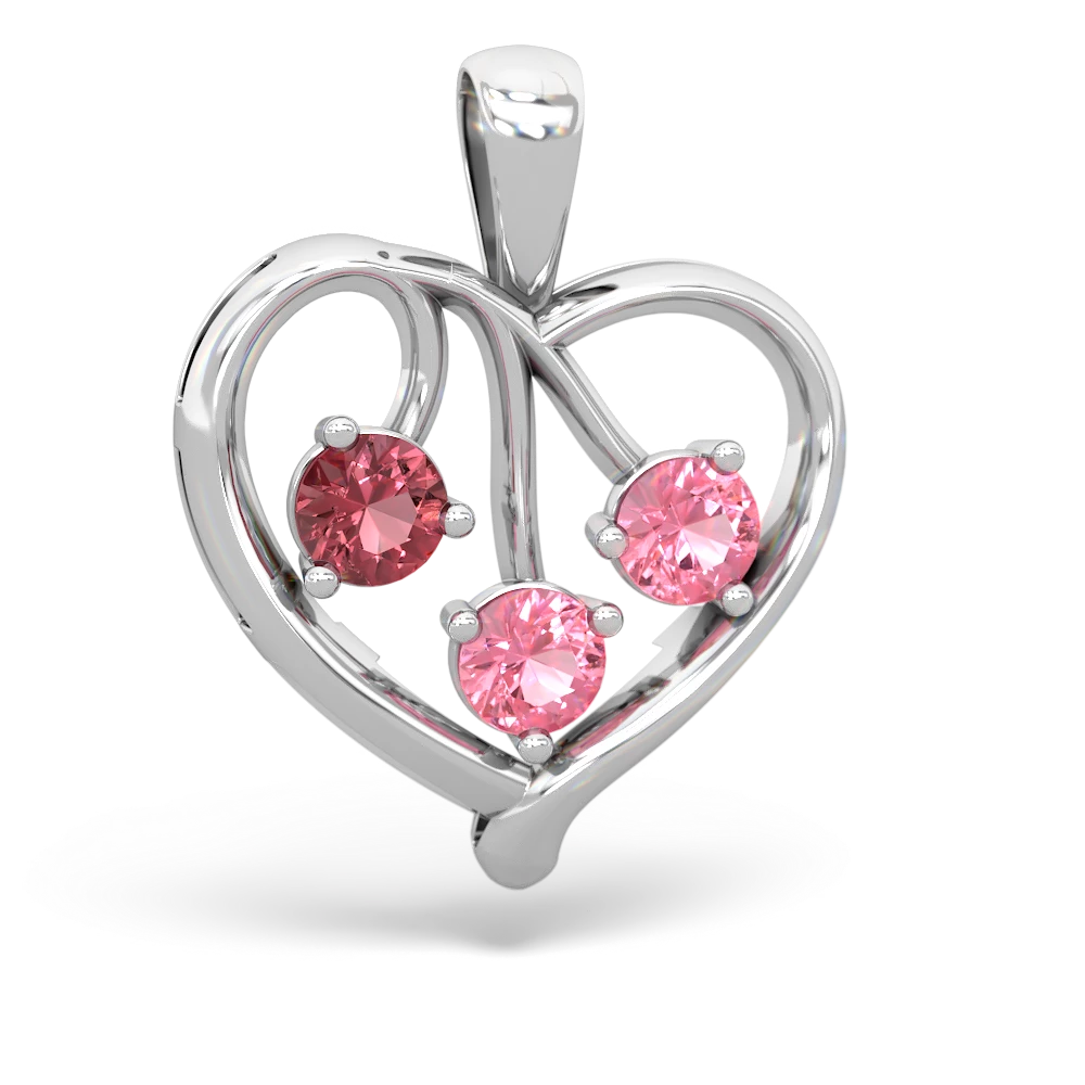 Pink Tourmaline Glowing Heart 14K White Gold pendant P2233