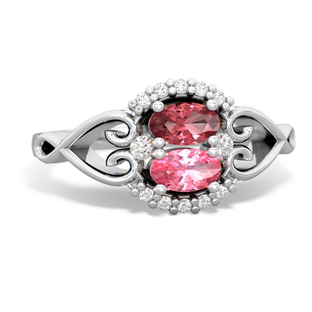 Pink Tourmaline Love Nest 14K White Gold ring R5860