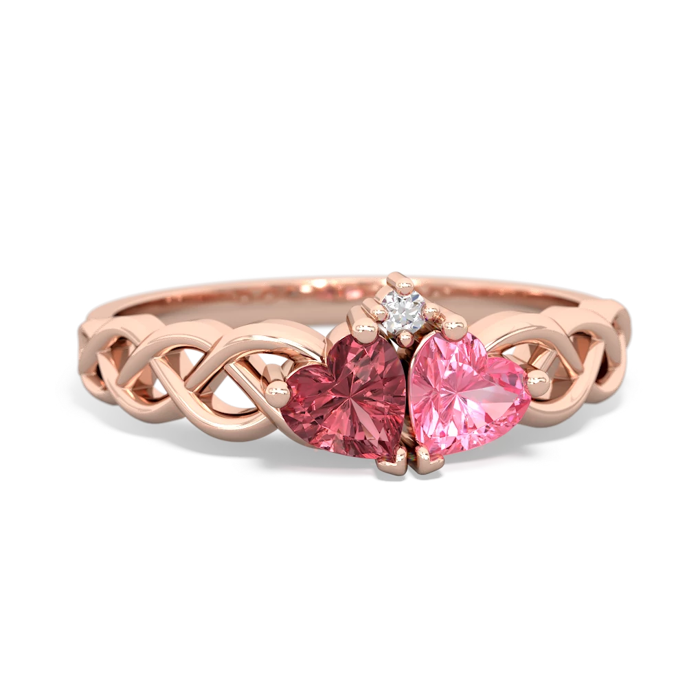 Pink Tourmaline Heart To Heart Braid 14K Rose Gold ring R5870