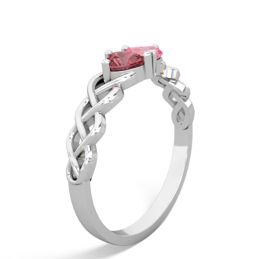 Pink Tourmaline Heart To Heart Braid 14K White Gold ring R5870