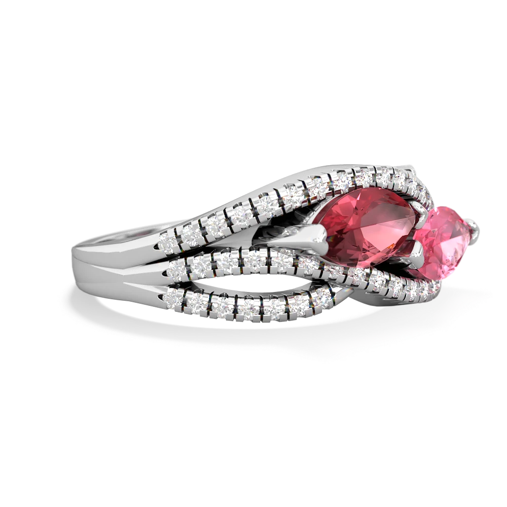 Pink Tourmaline Diamond Rivers 14K White Gold ring R3070