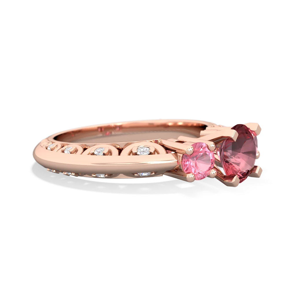 Pink Tourmaline Art Deco Eternal Embrace Engagement 14K Rose Gold ring C2003