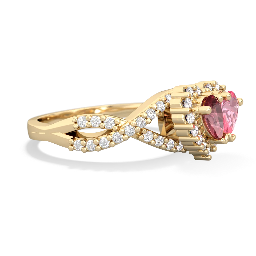 Pink Tourmaline Diamond Twist 'One Heart' 14K Yellow Gold ring R2640HRT