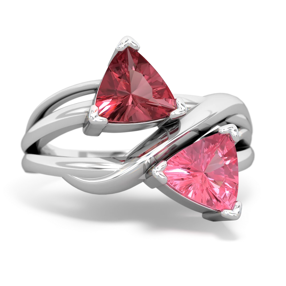 Pink Tourmaline Split Band Swirl 14K White Gold ring R2341