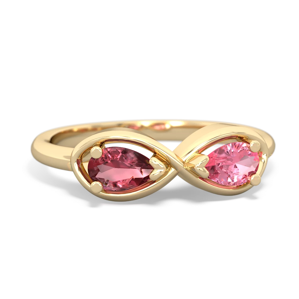 Pink Tourmaline Infinity 14K Yellow Gold ring R5050