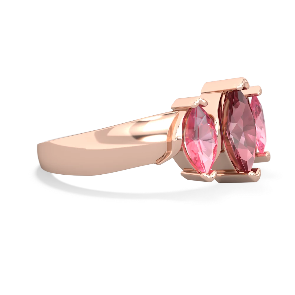 Pink Tourmaline Three Peeks 14K Rose Gold ring R2433