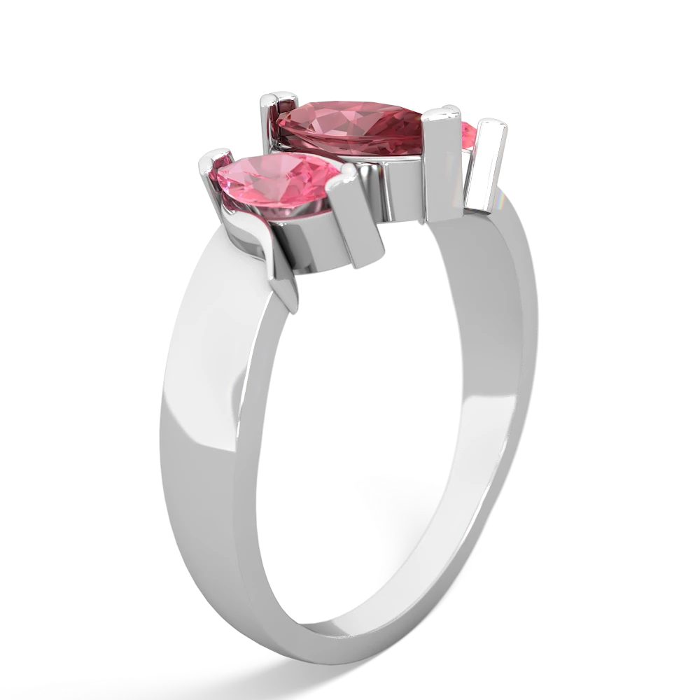 Pink Tourmaline Three Peeks 14K White Gold ring R2433