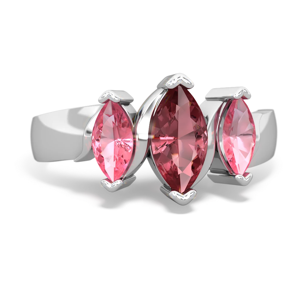 Pink Tourmaline Three Peeks 14K White Gold ring R2433