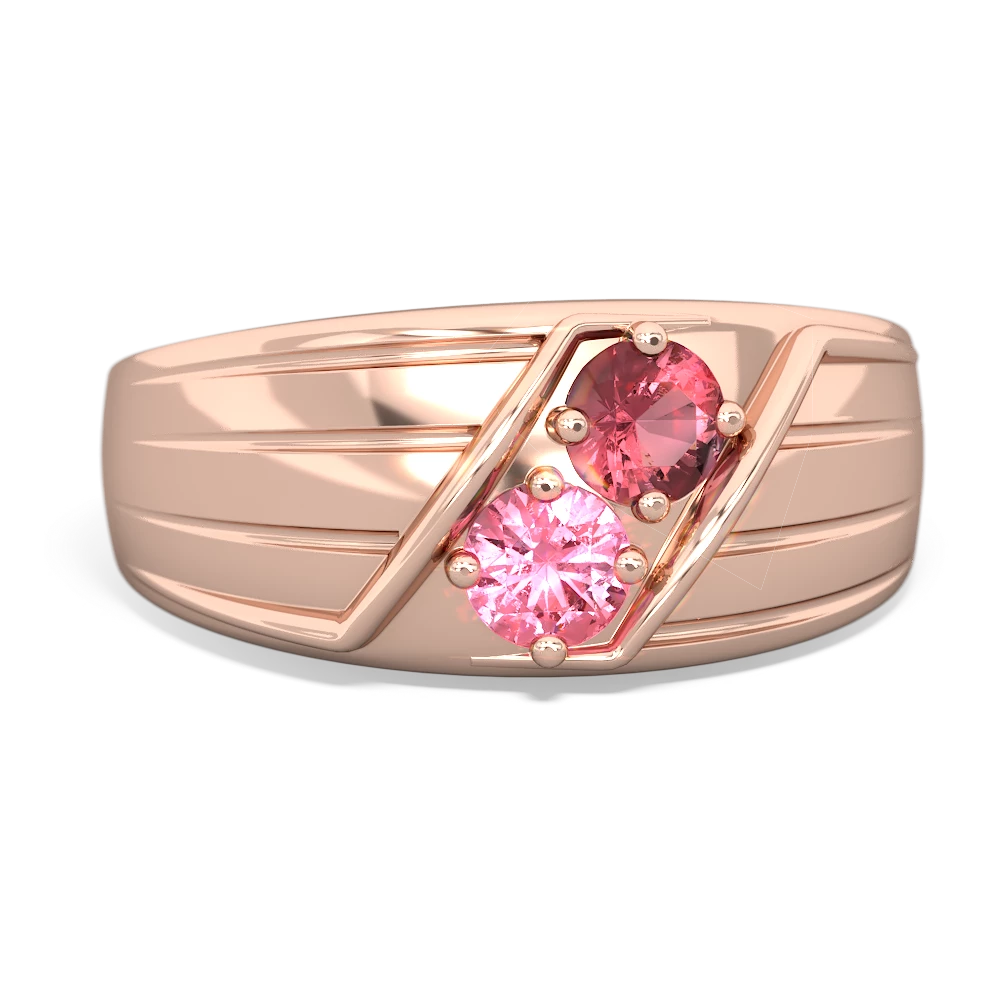 Pink Tourmaline Men's Streamline 14K Rose Gold ring R0460