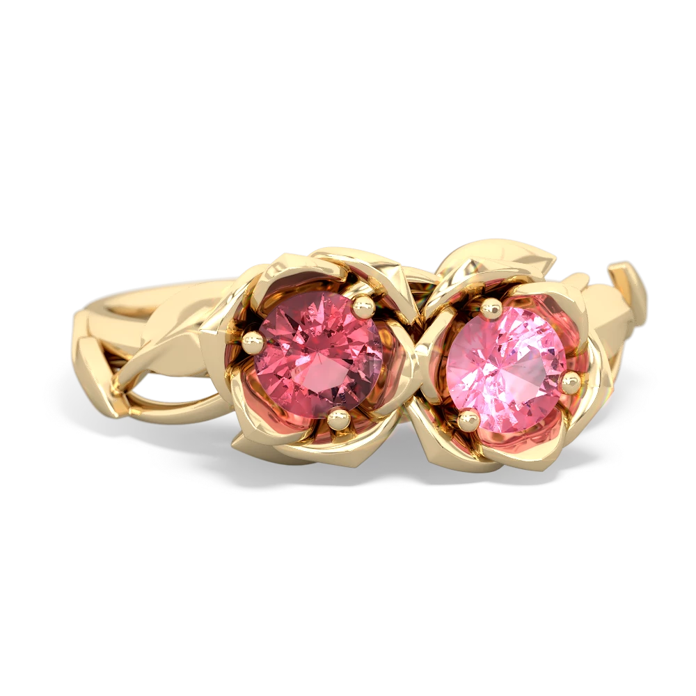 Pink Tourmaline Rose Garden 14K Yellow Gold ring R5510