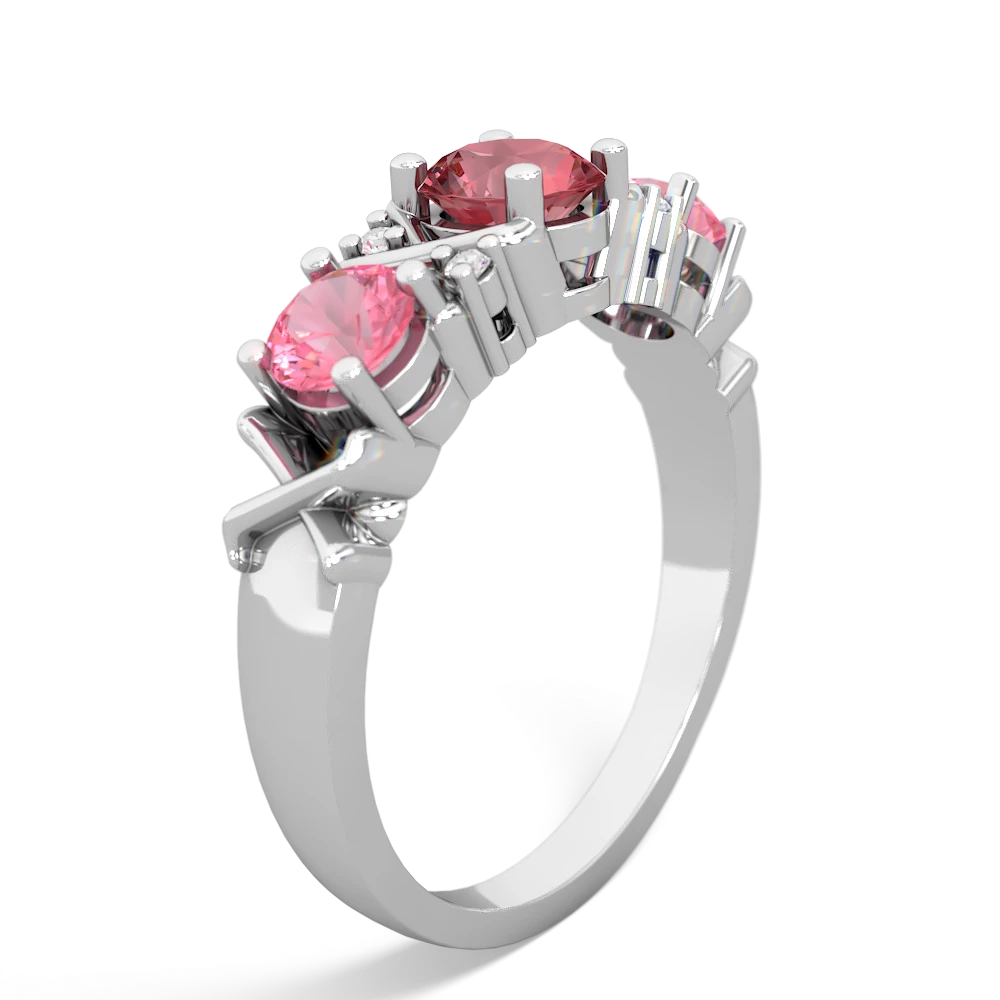 Pink Tourmaline Hugs And Kisses 14K White Gold ring R5016