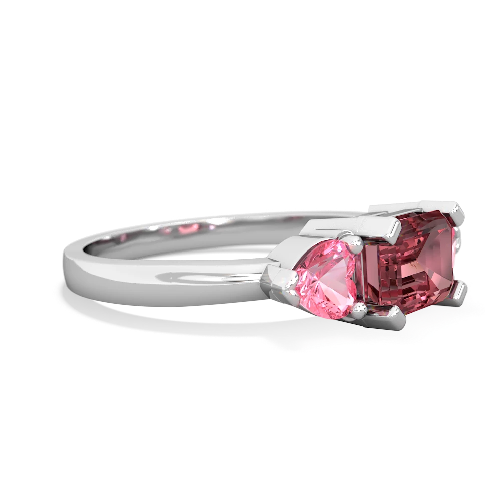 Pink Tourmaline Three Stone 14K White Gold ring R5235