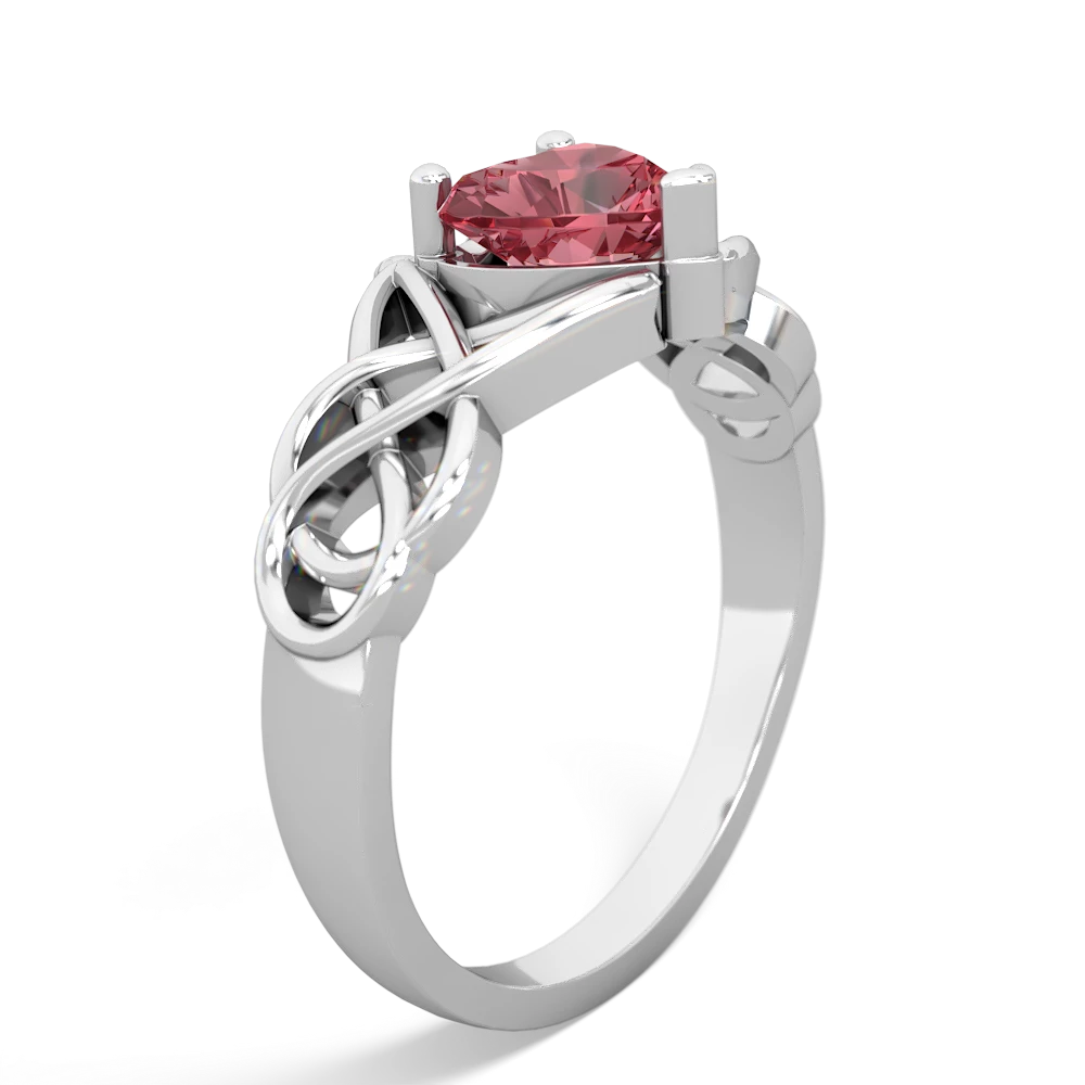 Pink Tourmaline Claddagh Celtic Knot 14K White Gold ring R2367