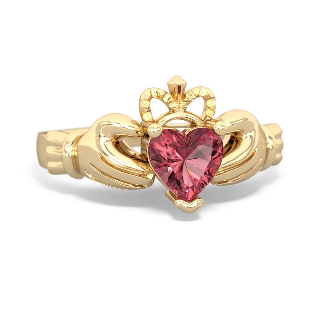 Pink Tourmaline Claddagh 14K Yellow Gold ring R2370