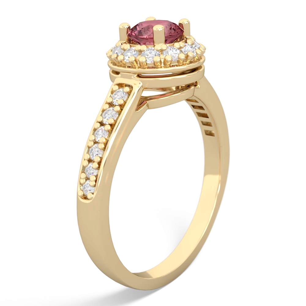 Pink Tourmaline Diamond Halo 14K Yellow Gold ring R5370