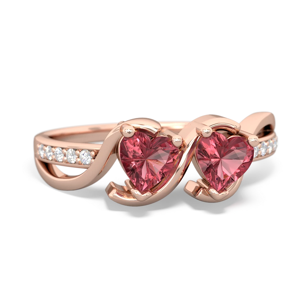 Pink Tourmaline Side By Side 14K Rose Gold ring R3090