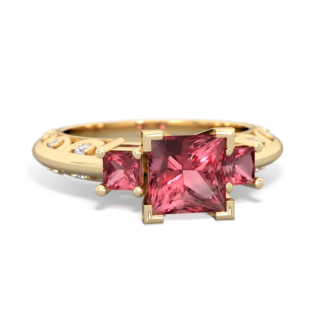 Pink Tourmaline Eternal Embrace Engagement 14K Yellow Gold ring C2001