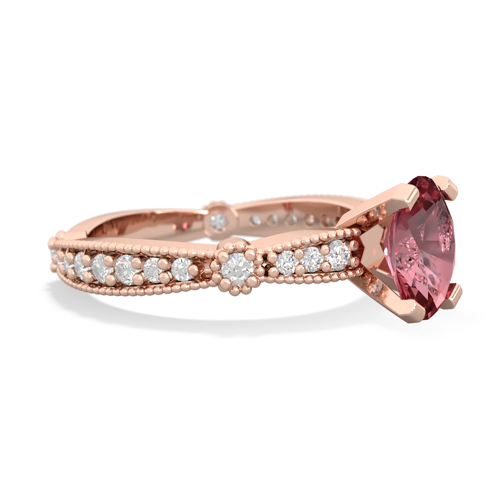 Pink Tourmaline Sparkling Tiara 8X6 Oval 14K Rose Gold ring R26298VL