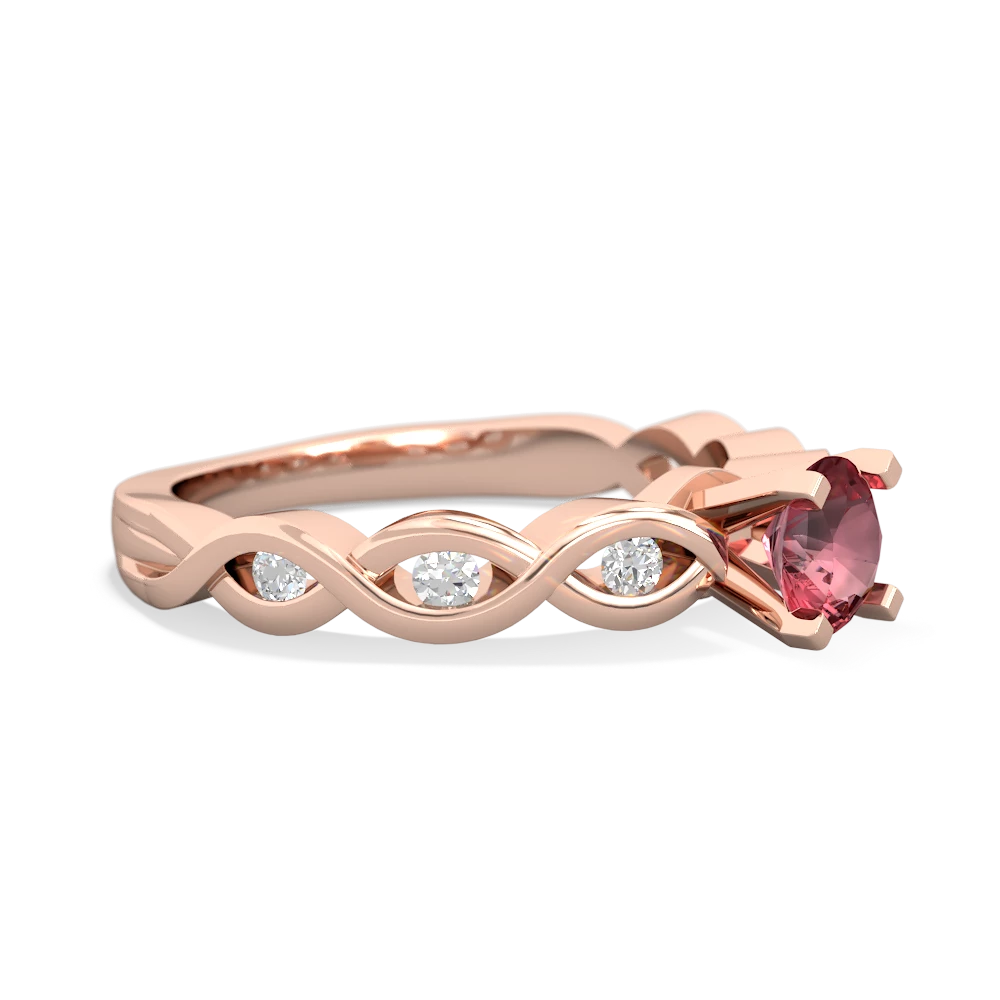 Pink Tourmaline Infinity 5Mm Round Engagement 14K Rose Gold ring R26315RD