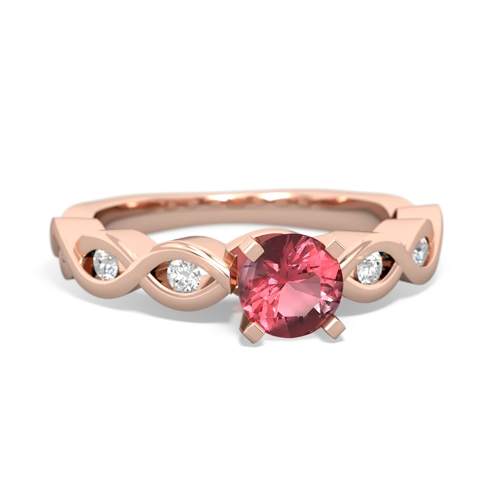 Pink Tourmaline Infinity 5Mm Round Engagement 14K Rose Gold ring R26315RD